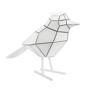Statue origami bird stripes blanc H18cm