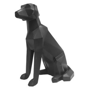 Statue origami noire chien assis H27cm