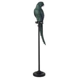 Statue perroquet verte et noire H117