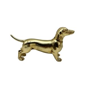 Statue teckel doré 31x7.5x17cm