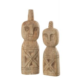 Statues africaines sculptées en bois naturel 12x8x41 cm