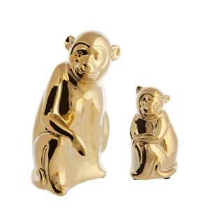 Statues singes décoratifs en grès dorées H30