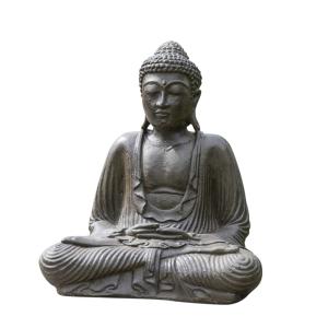 Statuette Bouddha assis position offrande brun H42 cm