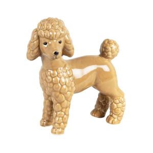 Statuette caniche en faïence beige H18