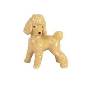 Statuette caniche en porcelaine beige H10