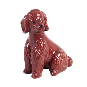 Statuette chien en porcelaine bordeaux H20