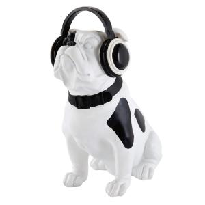 Statuette chien noir et blanc H33
