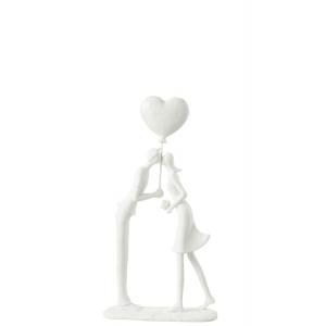 Statuette couple amoureux en synthétique blanc 15x6x30 cm