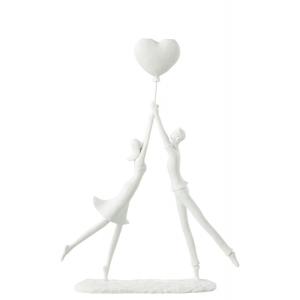 Statuette couple avec ballon coeur en synthétique blanc 26x…