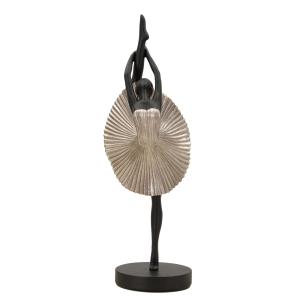 Statuette de danseuse en résine argentée 14x14x42,5 cm