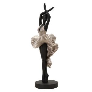 Statuette de danseuse en résine argentée 17x14x43 cm
