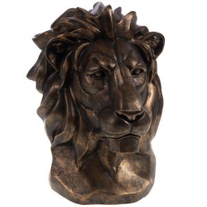 Statuette de décoration tête de lion en résine or antique H…