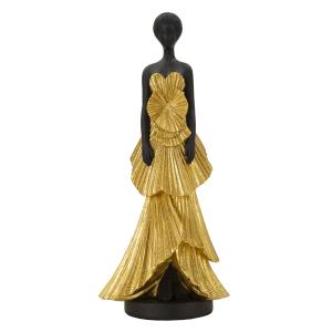 Statuette de femme en résine dorée 14,5x10x33 cm