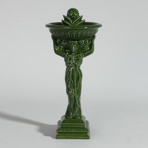 Statuette décorative en faïence verte H30