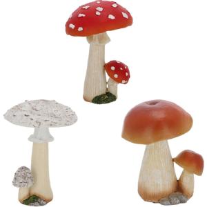 Statuette décorative en polyrésine champignons (lot de 3) 1…