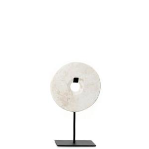 Statuette disque en marbre blanc H25 cm