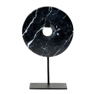 Statuette disque en marbre noir H40 cm