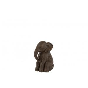 Statuette éléphant en résine marron 17.5x16.5x23 cm