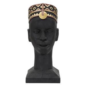 Statuette en forme de tête d’homme en résine noire 25x25x56…