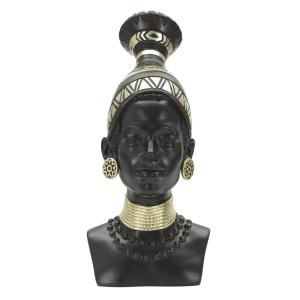 Statuette en forme de tête de femme en résine noire 23x19x3…