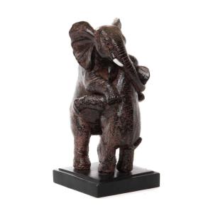 Statuette en résine maman et son éléphanteau H22