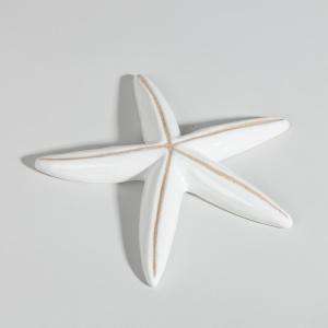 Statuette étoile de mer en faïence blanche et beige L18