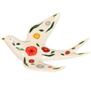 Statuette hirondelle en porcelaine à motifs multicolores H1…