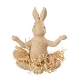 Statuette lapin assis avec raphia en résine multicouleur 18…