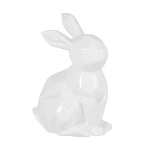 Statuette lapin origami en porcelaine blanche H15