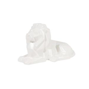 Statuette lion en faïence blanche H11