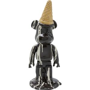 Statuette ours cornet de glace en polyrésine noire et blanc…