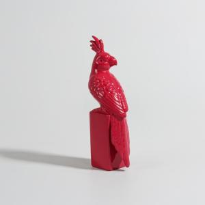 Statuette perroquet en faïence rouge H21