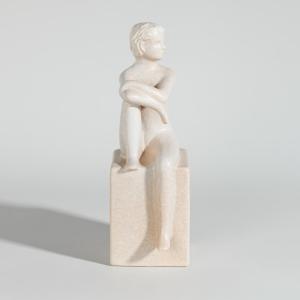 Statuette personnage en grès ivoire H26