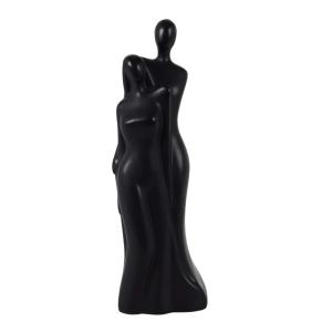 Statuette personnages abstraits en faïence noire H26
