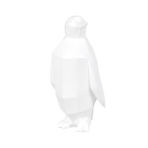 Statuette pingouin origami en polyrésine blanche H18