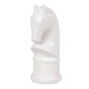 Statuette pion d'échecs cavalier en porcelaine blanche H25
