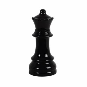Statuette pion reine d'échec en faïence noire H22