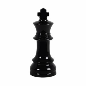 Statuette pion roi d'échec en faïence noire H25