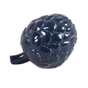 Statuette pomme de pin en porcelaine bleu marine H15