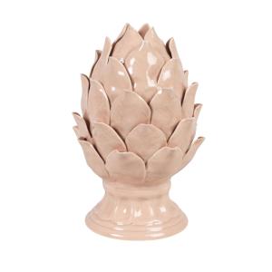 Statuette pomme de pin en porcelaine rose poudré H18