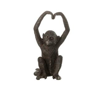 Statuette singe avec bras en coeur en synthétique marron 13…