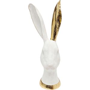 Statuette tête de lapin en polyrésine blanche et dorée
