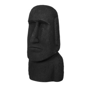 Statuette visage en ciment noir H26