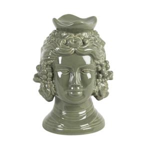 Statuette visage en porcelaine verte H19