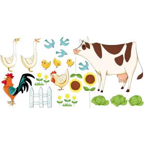 sticker mural les animaux de la ferme pour enfant 60 x 120