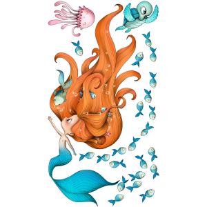 sticker mural sirène et compagnie pour enfant 60 x 110