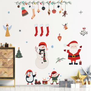 Sticker Noël père noël et éléments de noël 100 x 135 cm…