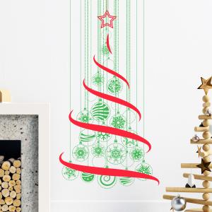 Sticker Noël sapin de noël dans les airs 115 x 60 cm