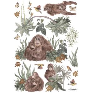 Sticker singes, les orangs-outans en Vinyle Marron 29,7x42…