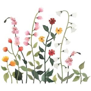 Sticker xl fleurs sauvages en Vinyle mat Vert 64x55 cm